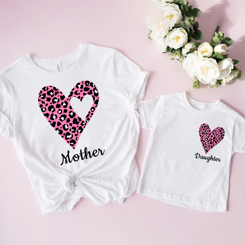 Plant Parent T Shirt - Family Matching Outfits Leopard Heart Print
